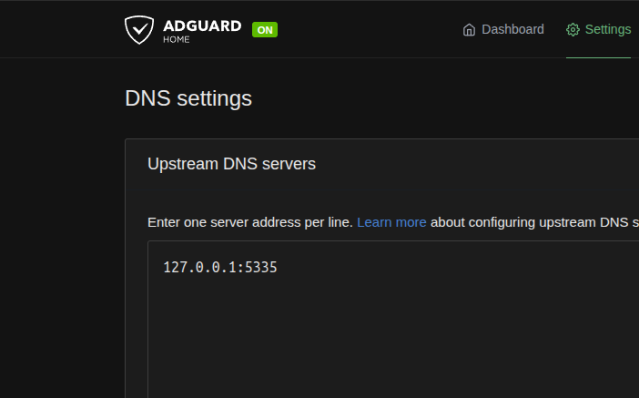 AdGuardHome Upstream DNS Settings